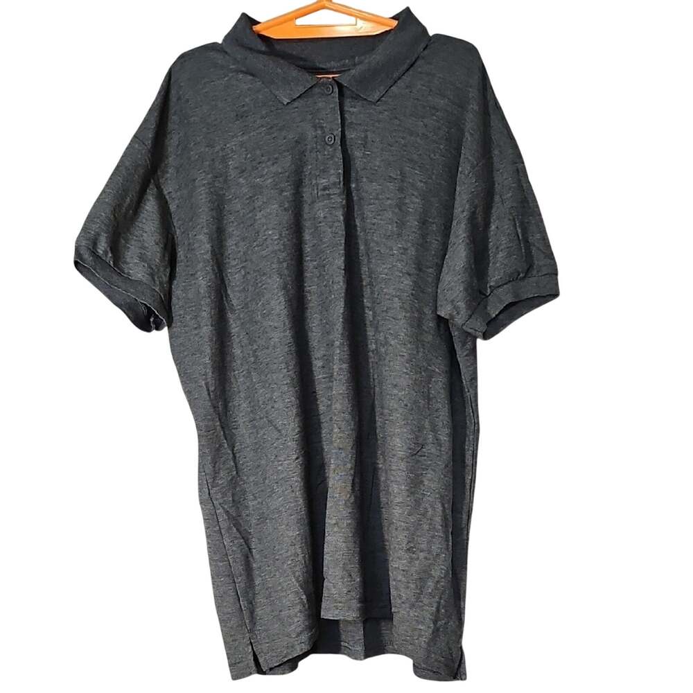 Gildan Gray Polo Shirt Comfortable Knit Fabric Casual Style